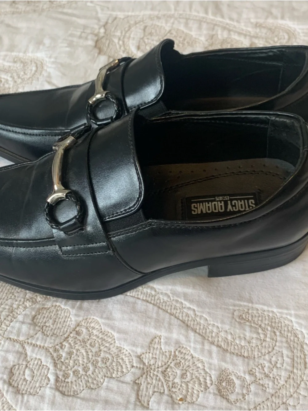 Stacy Adams Black Leather Horse Bit Loafers Boys Sz 4.5